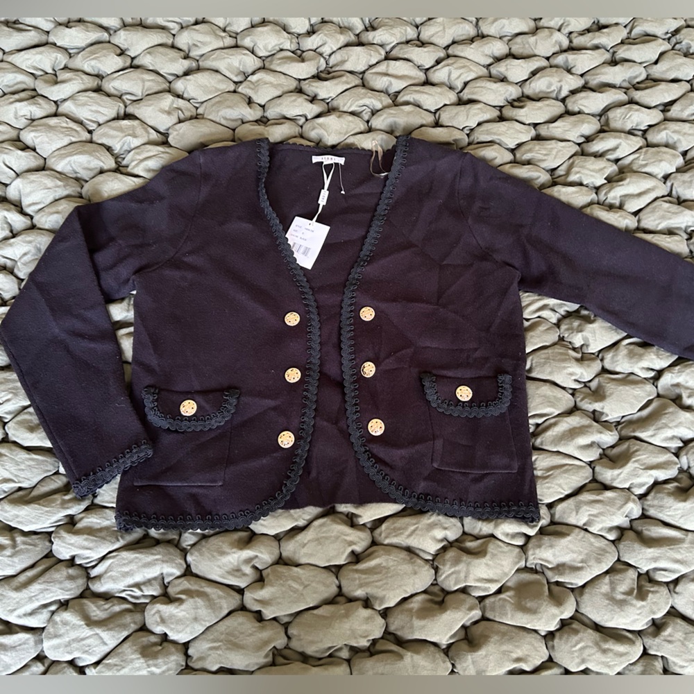 Sioni Black Cardigan with Gold Buttons